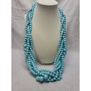 Lane Bryant Baby Blue Beaded Three Strand Acrylic Necklace 26”